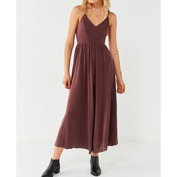 Urban Outfitters Pants - Silence & Noise Burgundy Cupro Culotte Jumpsuit